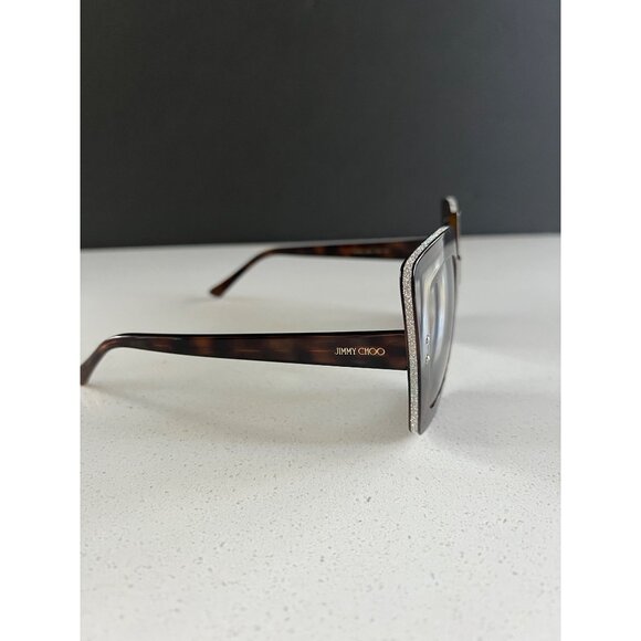 JIMMY CHOO Auri Dark Havana Square-Frame Sunglasses With Glitter Brown main image 4